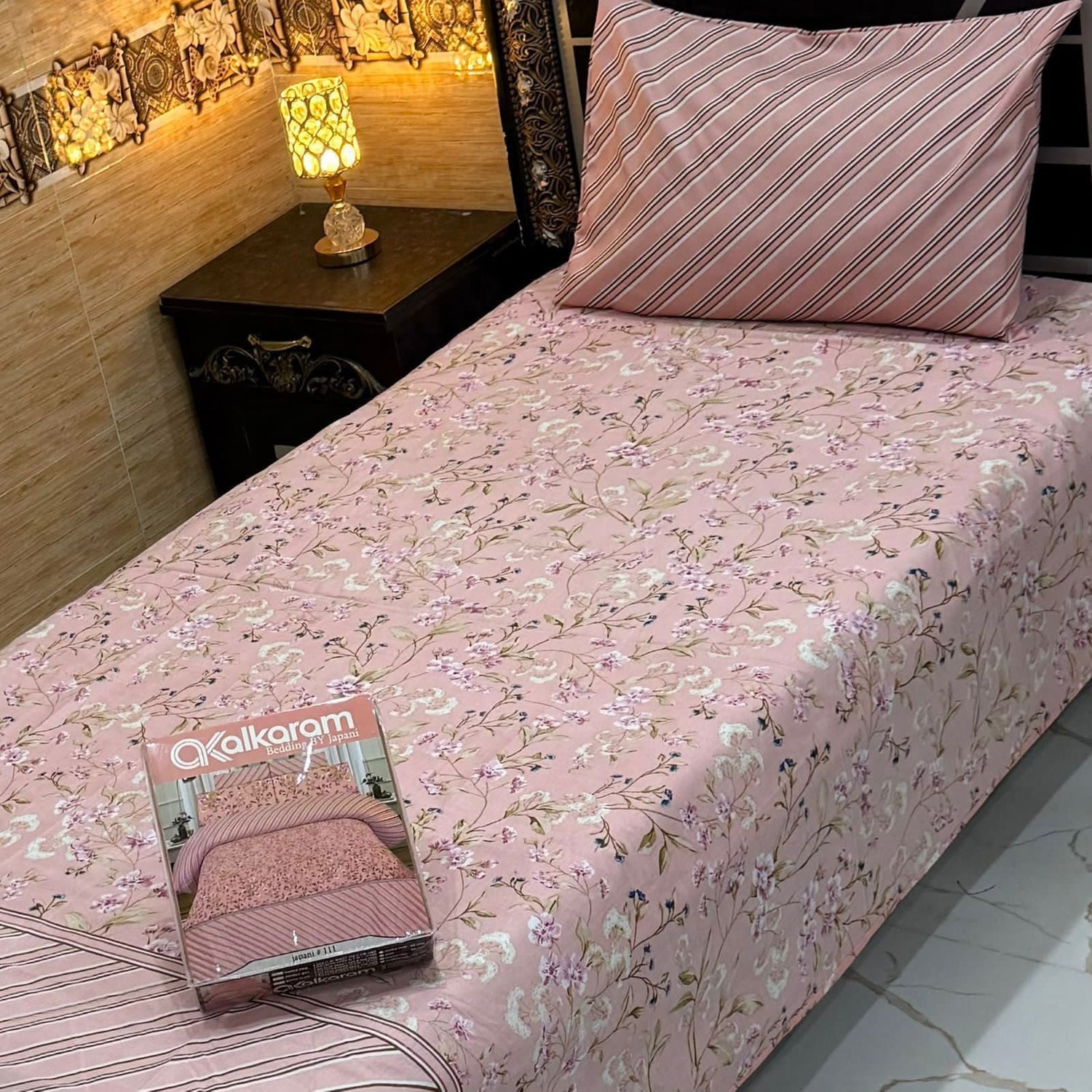 Alkaram 4Pc Mix Cotton Single Pair Bedsheet Set